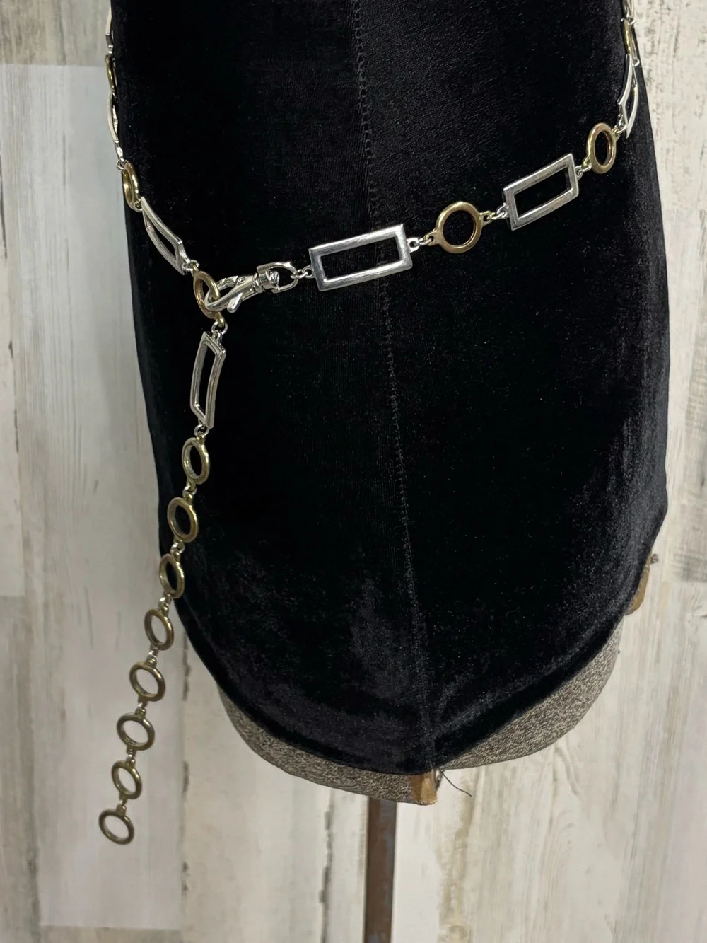 Vintage Gold and Silver Geometric Chain Belt